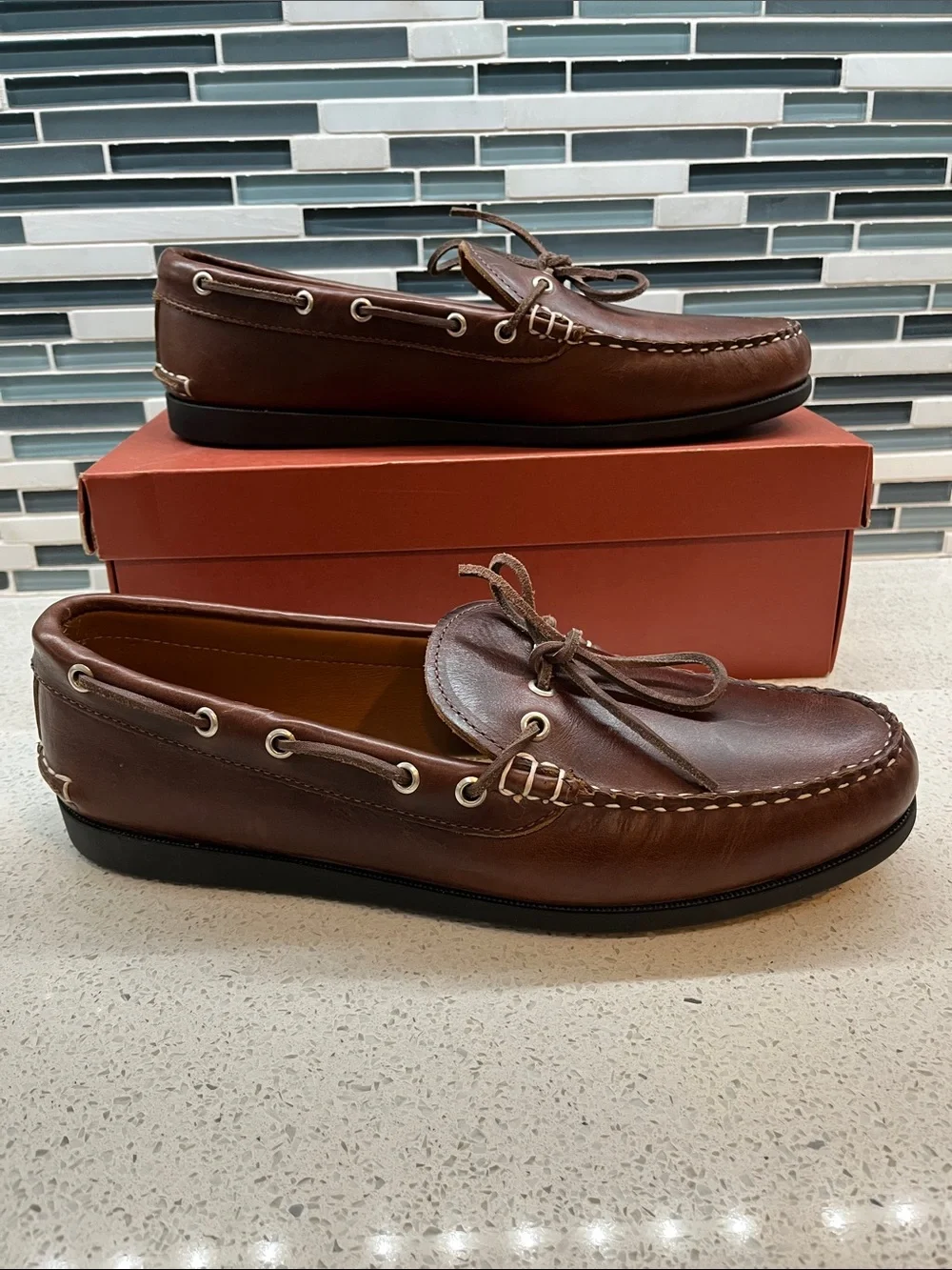 Men’s Quoddy Brown Leather Driving Moccasins